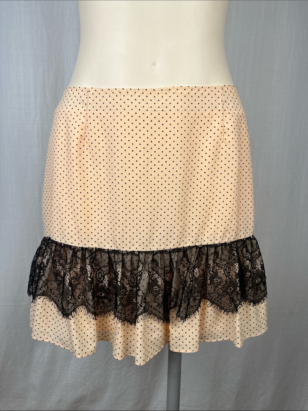 BCBGeneration Peach Mini Skirt with Black Lace Trim